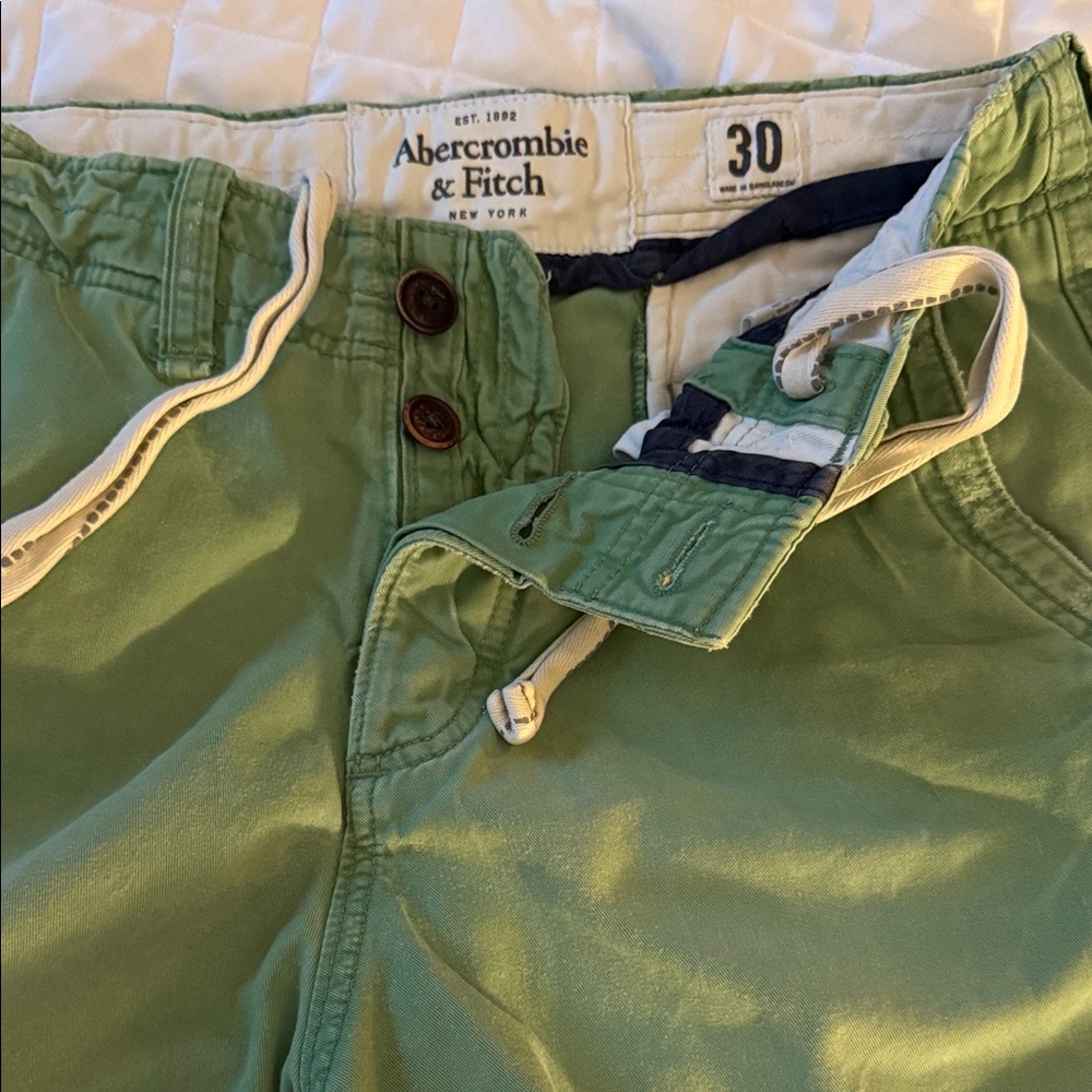 Abercrombie & Fitch Mint Green Men's Flat Front Shorts - Picture 9 of 9